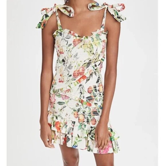 NWT Rococo Sand - Floral Print Smocked Dress Sweetheart neckline in XS - Picture 2 of 9